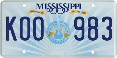 MS license plate KOO983