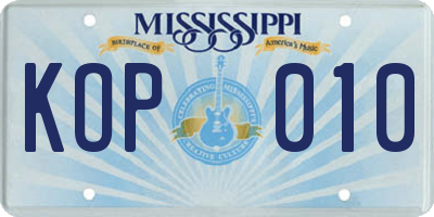 MS license plate KOP010
