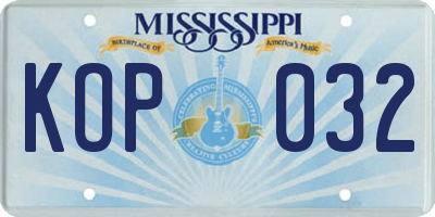 MS license plate KOP032