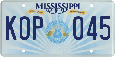 MS license plate KOP045