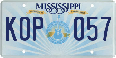 MS license plate KOP057