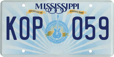 MS license plate KOP059