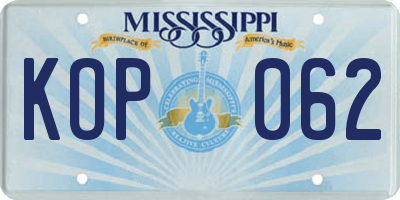 MS license plate KOP062