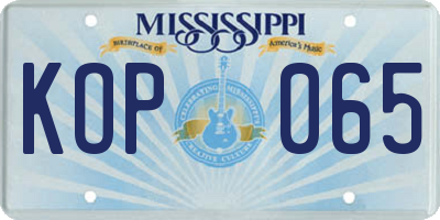 MS license plate KOP065