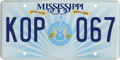 MS license plate KOP067