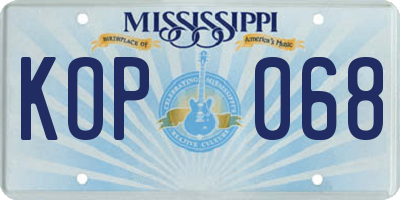 MS license plate KOP068