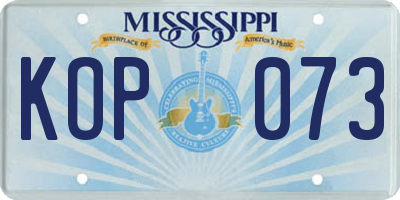 MS license plate KOP073