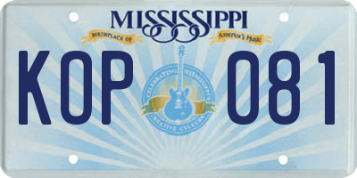 MS license plate KOP081