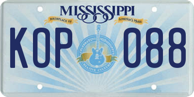 MS license plate KOP088
