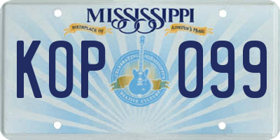 MS license plate KOP099