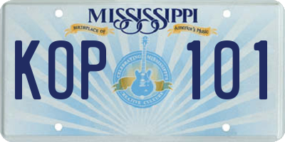 MS license plate KOP101