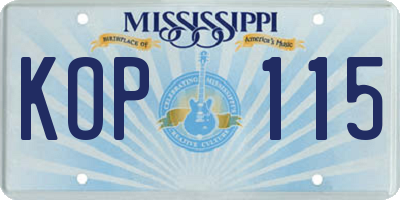 MS license plate KOP115