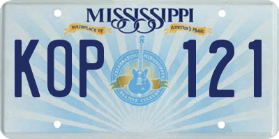 MS license plate KOP121