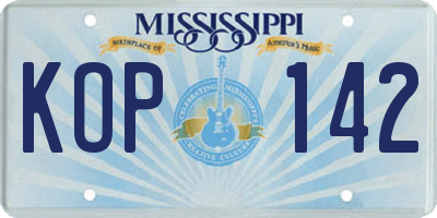 MS license plate KOP142
