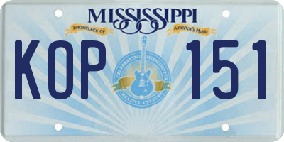 MS license plate KOP151