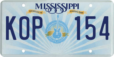 MS license plate KOP154