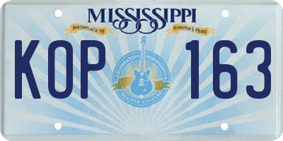 MS license plate KOP163