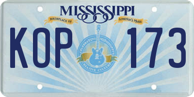 MS license plate KOP173