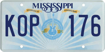 MS license plate KOP176