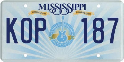 MS license plate KOP187