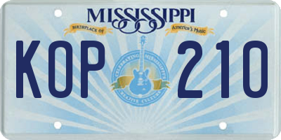 MS license plate KOP210