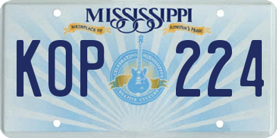 MS license plate KOP224