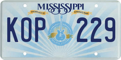 MS license plate KOP229