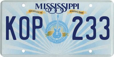MS license plate KOP233
