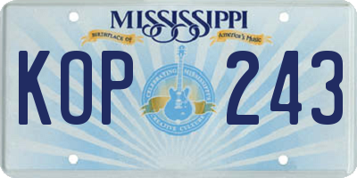 MS license plate KOP243