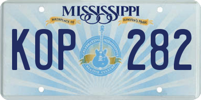 MS license plate KOP282
