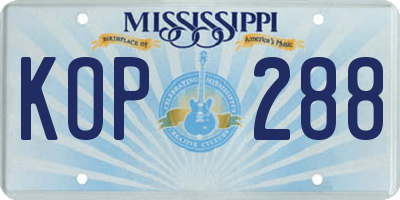 MS license plate KOP288