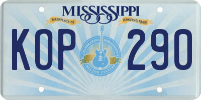 MS license plate KOP290