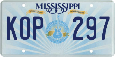 MS license plate KOP297