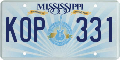 MS license plate KOP331