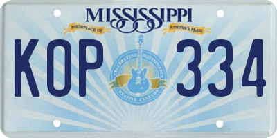 MS license plate KOP334