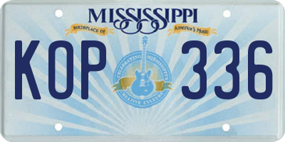 MS license plate KOP336