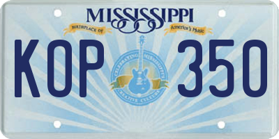 MS license plate KOP350