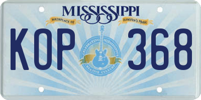 MS license plate KOP368