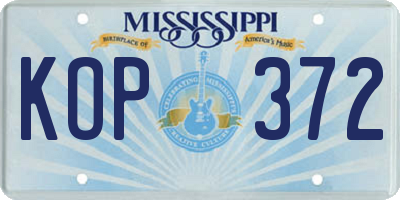 MS license plate KOP372