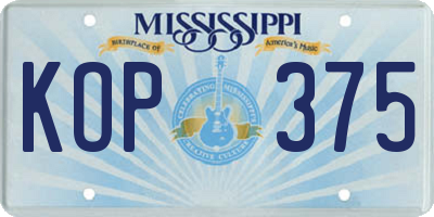 MS license plate KOP375