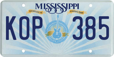 MS license plate KOP385