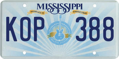 MS license plate KOP388