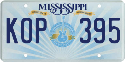 MS license plate KOP395