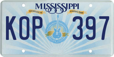 MS license plate KOP397