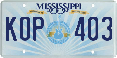 MS license plate KOP403