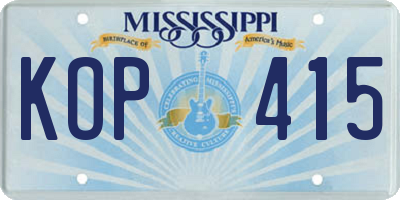 MS license plate KOP415