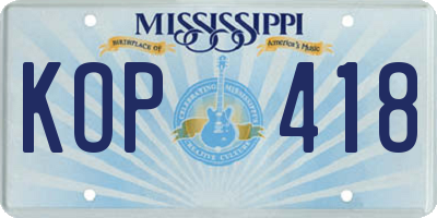 MS license plate KOP418