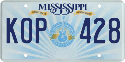 MS license plate KOP428