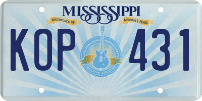 MS license plate KOP431