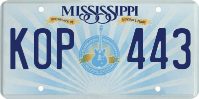 MS license plate KOP443